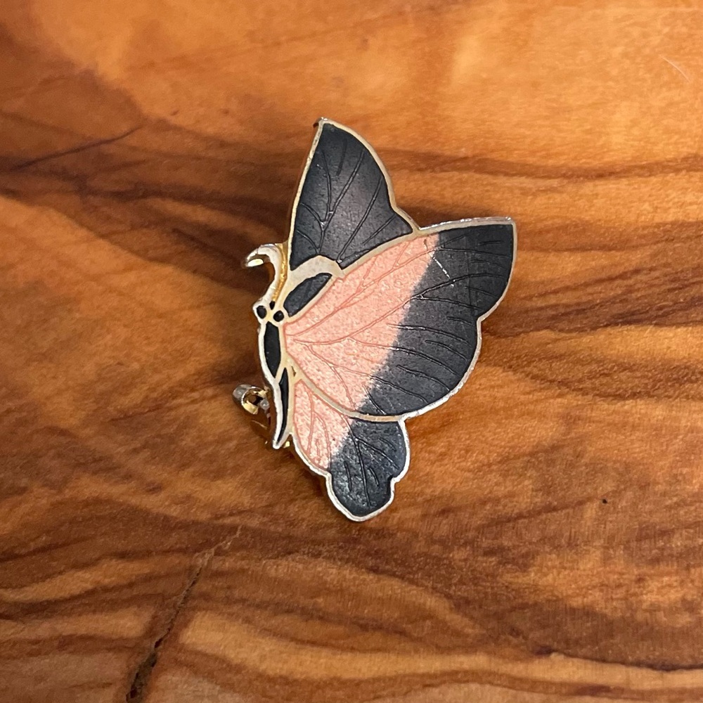 Butterfly Enamel Pin - Pink and Black